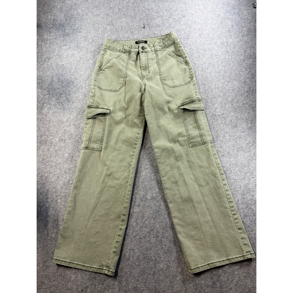 d.jeans Womens Olive Green Wide Leg Cargo Pants Utility Denim Size 6